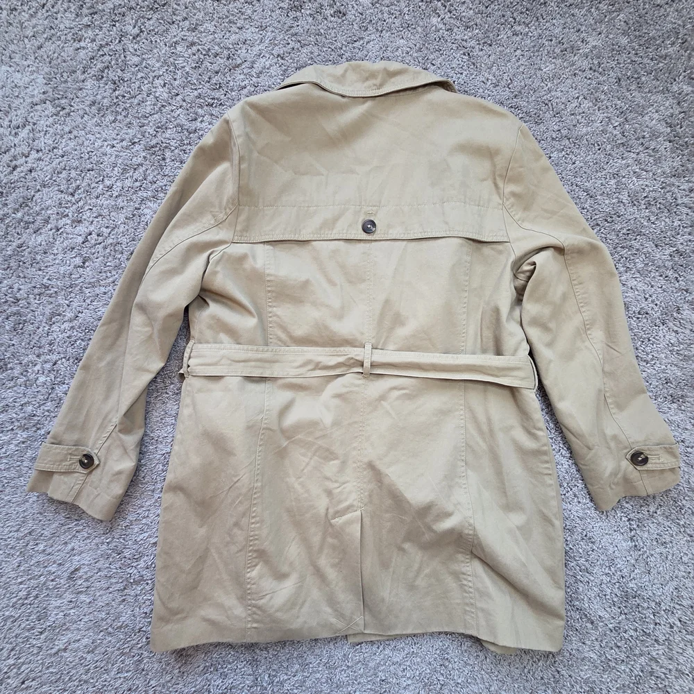 Gap Womens Trench Coat Jacket Belted Khaki Double Breasted Womens XL - Picture 7 of 8